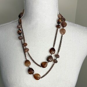 Long Brown Beaded Necklace. 50”